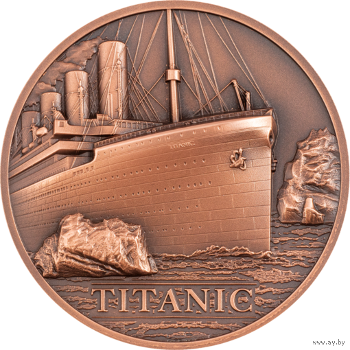 Острова кука 1 доллар 2022г. "Титаник". Монета в капсуле; сертификат. МЕДЬ 50гр.