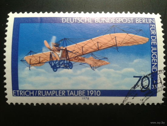 Берлин 1978 самолет 1910 г. Михель-1,7 евро гаш.