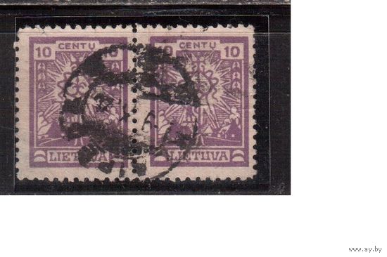 Литва-1923 (Мих.217)  гаш. , без ВЗ  , Стандарт, Крест, пара(1)