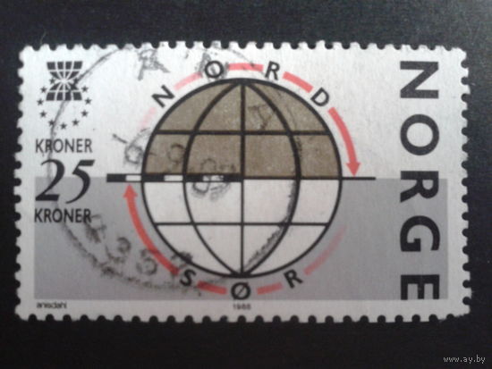 Норвегия 1988 земной шар Mi-2 евро гаш., 8 евро-чистая