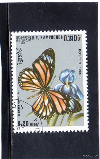 Камбоджа. Ми-1237. Полосатый тигр (Danaus genutia). Серия: Бабочки. 1986.
