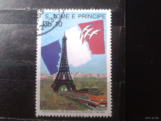 Сан-Томе и Принсипе 1989 200 лет французской революции, флаг Михель-1,7 евро гаш