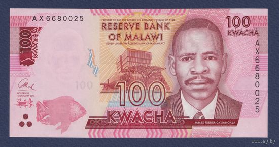 Малави, 100 квача 2016 г., P-65b, UNC