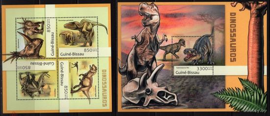 Гвинея Бисау 2012   динозавры палеонтология доисторическая фауна  серия блоков MNH
