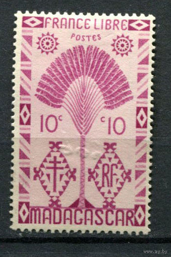 Французские колонии - Мадагаскар - 1943 - Дерево 10С - [Mi.351] - 1 марка. MH.  (Лот 139AU)
