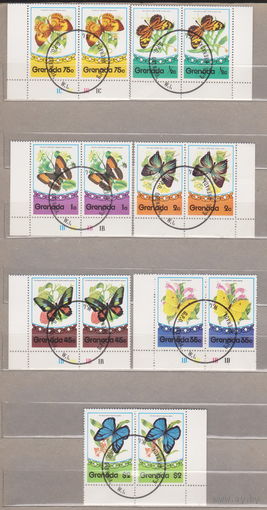 Бабочки насекомые Фауна Гренада 1975 год  лот 2032   УГЛОВЫЕ СЦЕПКИ Серии