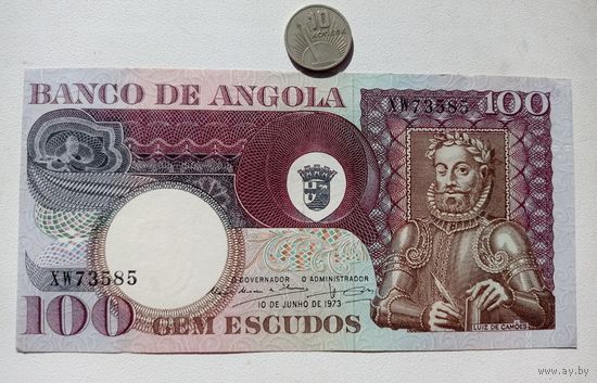 Werty71 Ангола 100 эскудо 1973 UNC банкнота