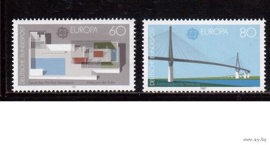 Германия(ФРГ)-1987,(Мих.1321-1322), ** , Европа, Архитектура