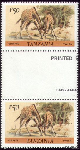 Сцепка из двух марок 1999 год Танзания Жирафы