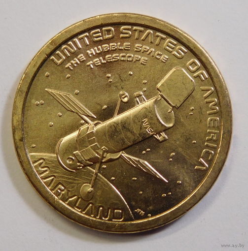 США 1 доллар 2020 Американские инновации Космический телескоп Хаббл Мэриленд Двор D и Р 8-я монета в серии.