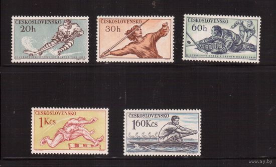 Чехословакия-1959,(Мих.1116-1120) , **  , Спорт, 5 марок