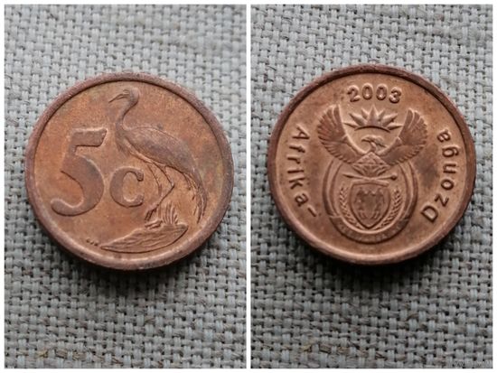 ЮАР/Южно-Африканская Республика 5 центов 2003 Фауна - птицы/герб  [KM# 324]