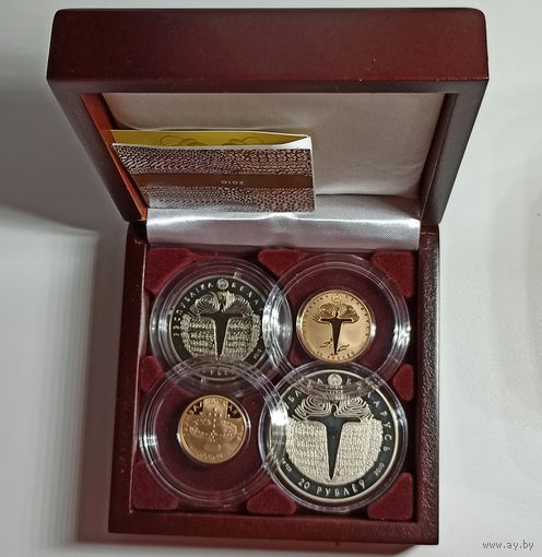 Грюнвальдская битва. 600 лет, золото, подарочный набор из 4-х монет в футляре