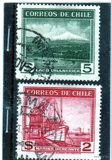 Чили. Mi:CL 241,242.  Торговый флот. Озеро Вильяррика. 1939.
