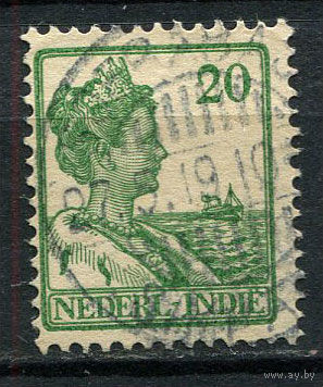 Нидерландская Индия - 1914/1915 - Королева Вильгельмина 20С - (есть тонкое место) - [Mi.118] - 1 марка. Гашеная.  (Лот 73EX)-T25P5