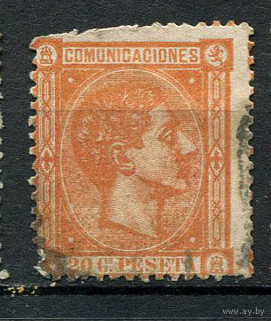 Испания (Королевство) - 1875 - Король Альфонсо XII 20 C.Pes - (с повреждением) - [Mi.149] - 1 марка. Гашеная.  (Лот 97o)