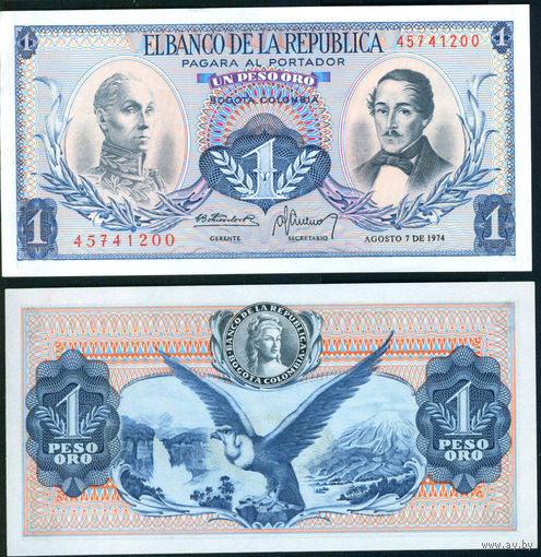 Колумбия 1 песо оро 1973 UNC