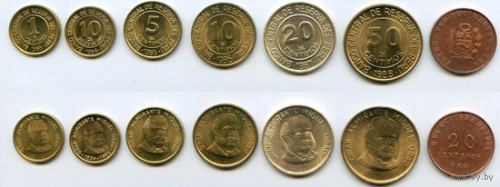 Перу набор 7 монет 1935-1988 Адмирал Мигель Грау UNC