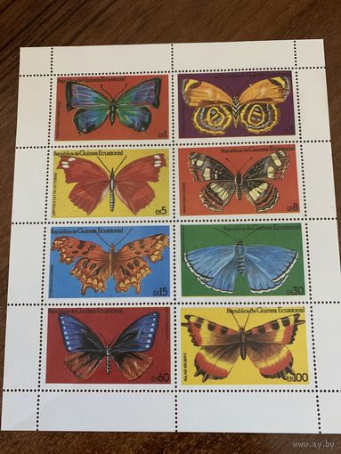 Гвинея Экваториальная 1979. Бабочки. Малый лист