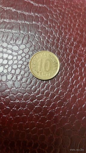 Монета 10 сентов 1991г. Эстония. Хорошая!