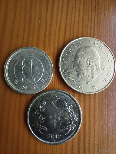 Норвегия 1 крона 1978, Индия 1 рупия 2012, Япония 1 сен-43