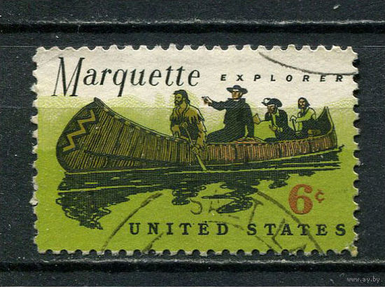 США - 1968 - Отец Маркетт и Луи Жолье исследуют Миссисипи - [Mi. 964] - полная серия - 1 марка. Гашеная.  (Лот 38Dc)