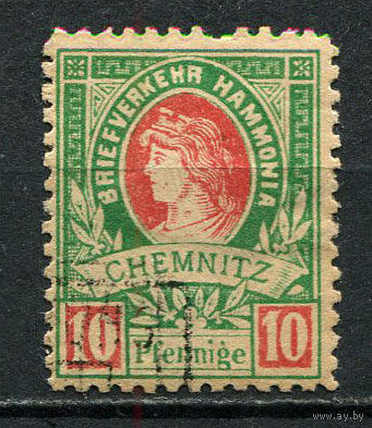 Германия - Хемниц - Местные марки - 1887 - Аллегория 10Pf - [Mi.23a] - 1 марка. Гашеная.  (Лот 76De)