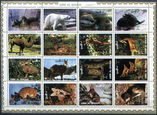 Умм-эль-Кайвайн - 1972г. - Животные - полная серия, MNH [Mi 1130 A - 1145 A] - 16 марок - лист