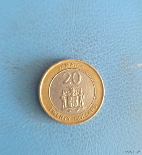 Ямайка 20 долларов 2001 год биметалл Маркус Гарви