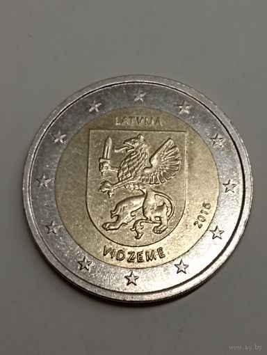 2 евро 2016 Латвия (Видземе) сталь 1