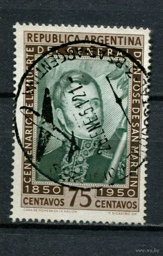 Аргентина - 1950 - Генерал Хосе де Сан-Мартин 75С - [Mi.573] - 1 марка. Гашеная.  (Лот 54AZ)