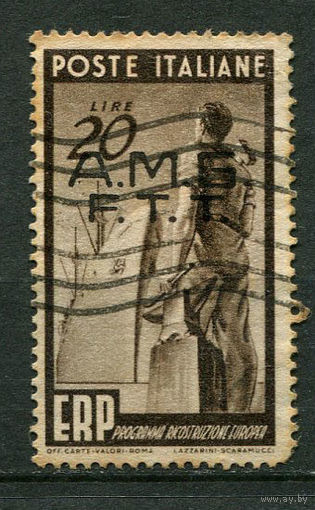 Италия - Свободная территория Триест - 1949 - Надпечатка A. M. G. /F.T.T. на марках Италии 20L - [Mi.69] - 1 марка. Гашеная.  (Лот 94AG)