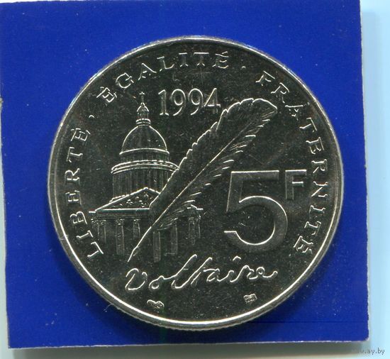 Франция 5 франков 1994 , 300 лет со дня рождения Вольтера