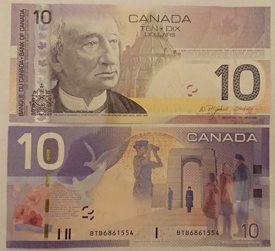 Канада. 10 долларов (образца 2005 года, выпуск 2005, P102Ab, UNC)