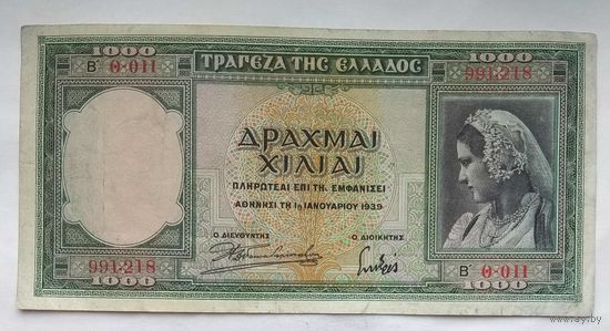 Греция 1000 драхм 1939 г.