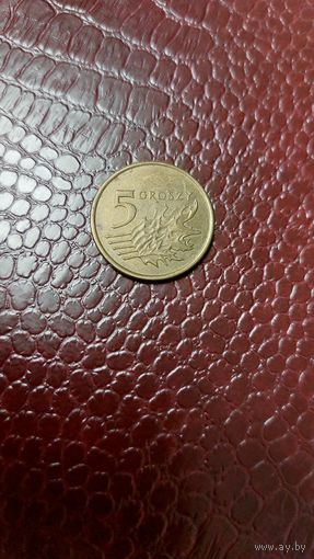 Монета 5 грошей 2005г. Польша. Неплохая!