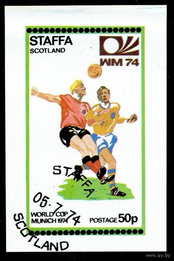 Футбол Стаффа 1974 год блок из 1 беззубцовой марки