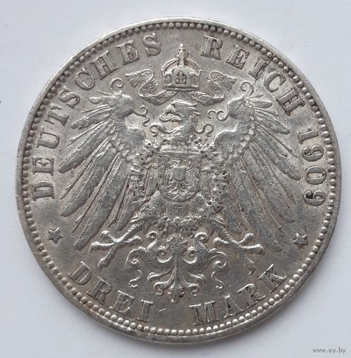 3 марки 1909 год Гамбург