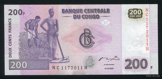 Конго 200 Франков 2007. P99a. Серия NC. UNC