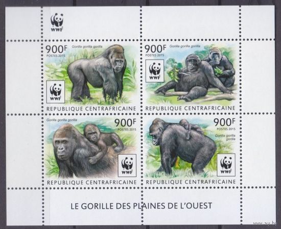 2015 Центральноафриканская Республика 5460-5463strip+Tab WWF / Фауна - Горилла 16,00 евро