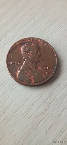 США 1 цент 1987.D