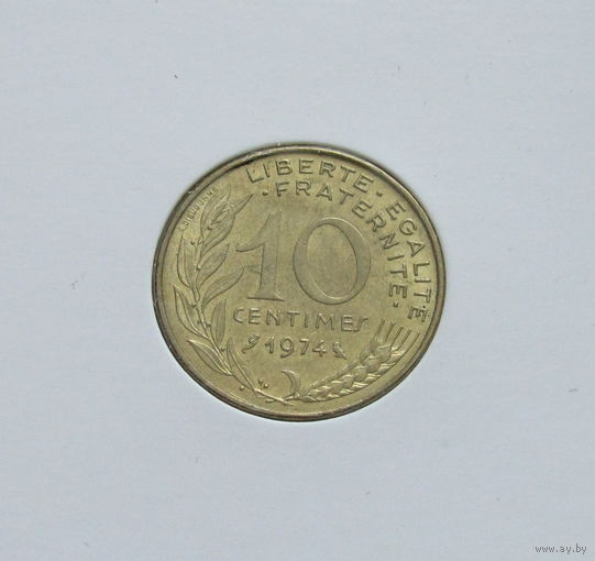 Франция 10 сантимов 1974 в холдере
