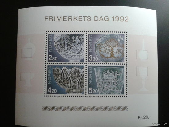 Норвегия 1992 день марки хрусталь блок