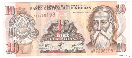 Гондурас 10 лемпира 2000 г. UNC