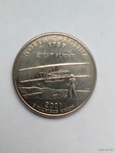 США 25 центов,квотер 2001 Р Северная Каролина.