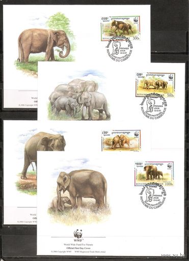 КПД Камбоджа 1997 WWF Фауна Слоны