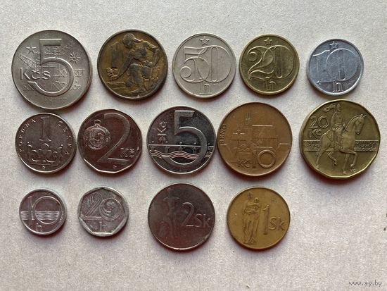 Чехословакия , Чехия, Словакия -набор монет