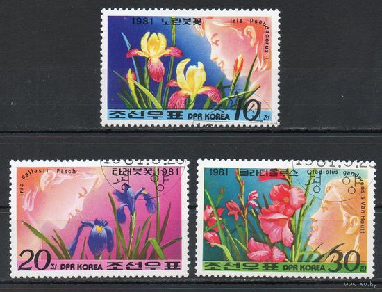 Цветы КНДР 1981 год серия из 3-х марок