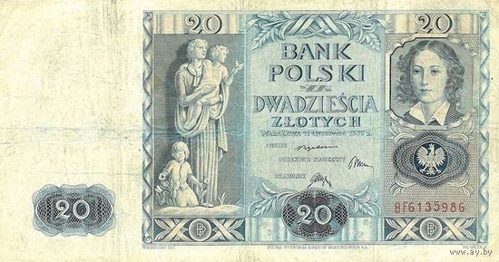 Польша. 20 злотых. 1936 год