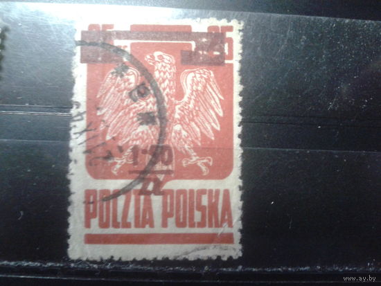Польша, 1945, стандарт герб, надпечатка 1,5zl